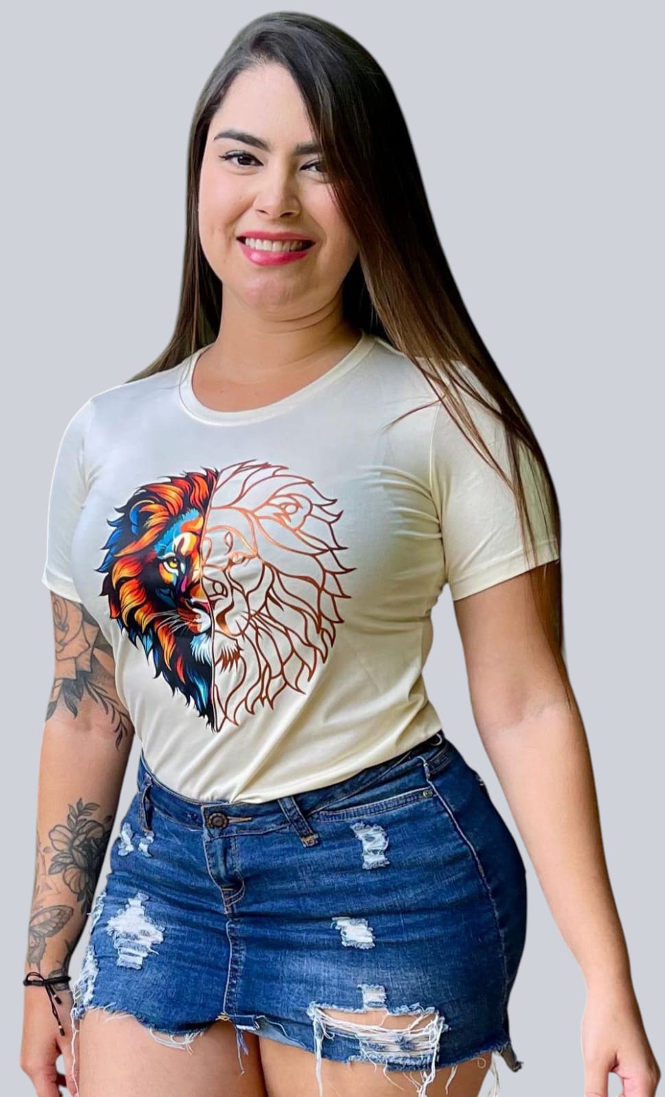 Camiseta Dama Leon Cobre Metalizado