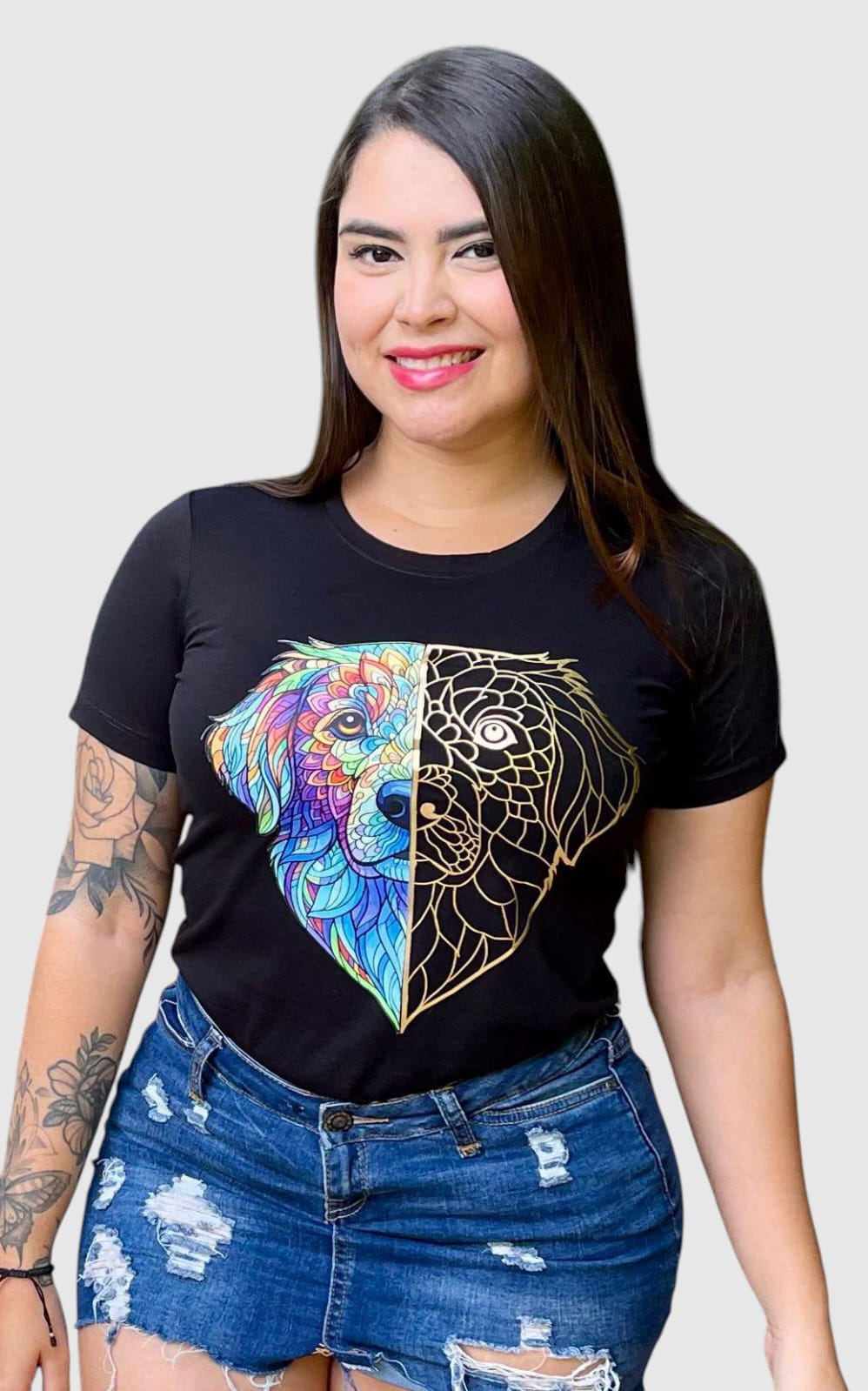Camiseta Dama Perro Dorado Metalizado - Imagen 3