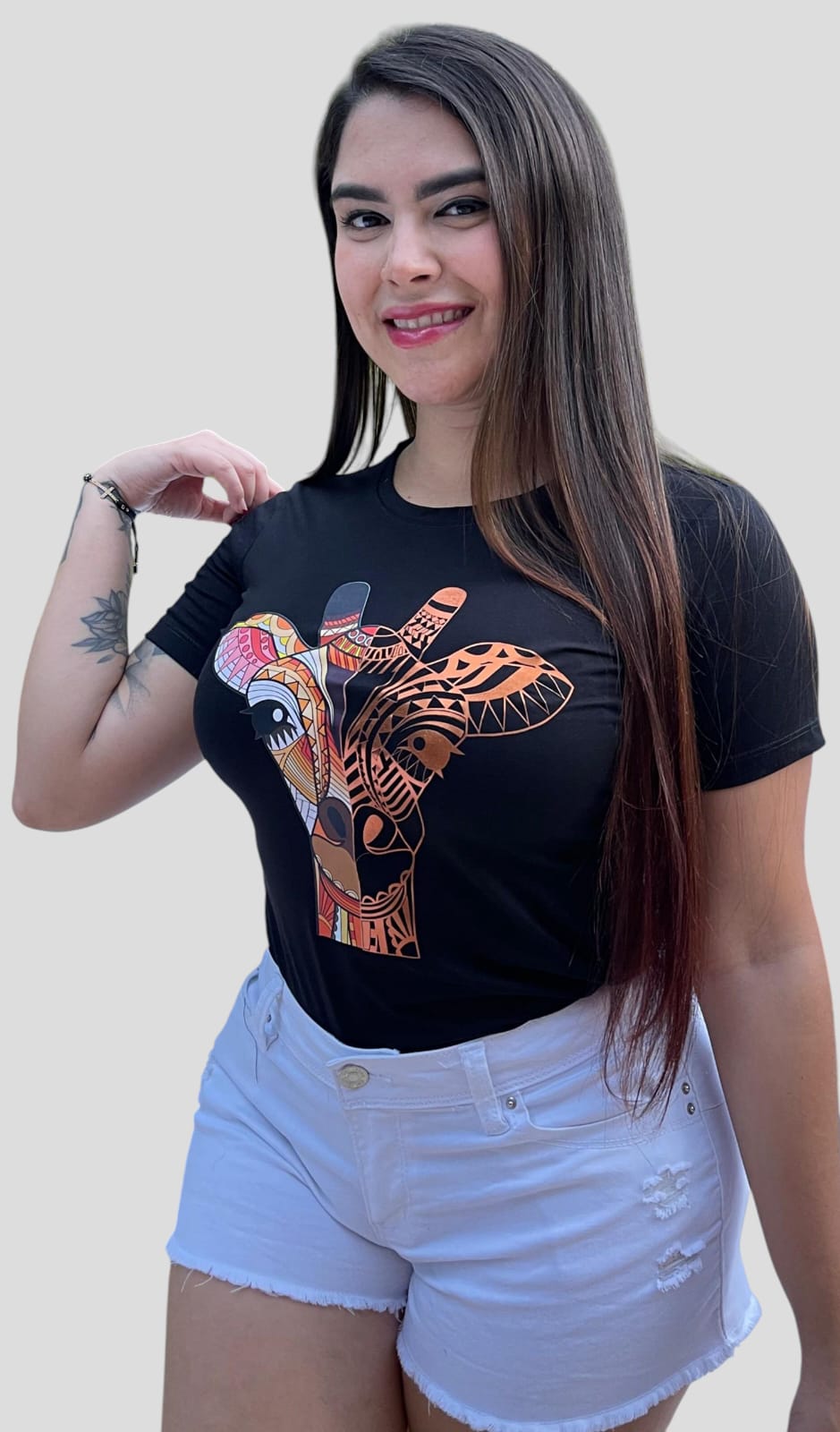 Camiseta Dama Jirafa Cobre Metalizada