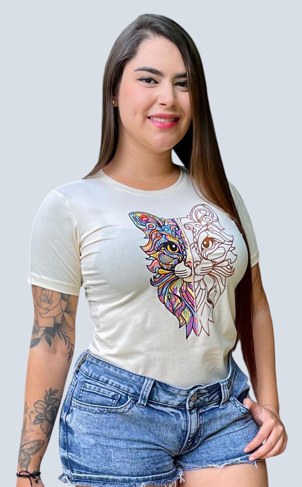 Camiseta Dama Gato Cobre Metalizado