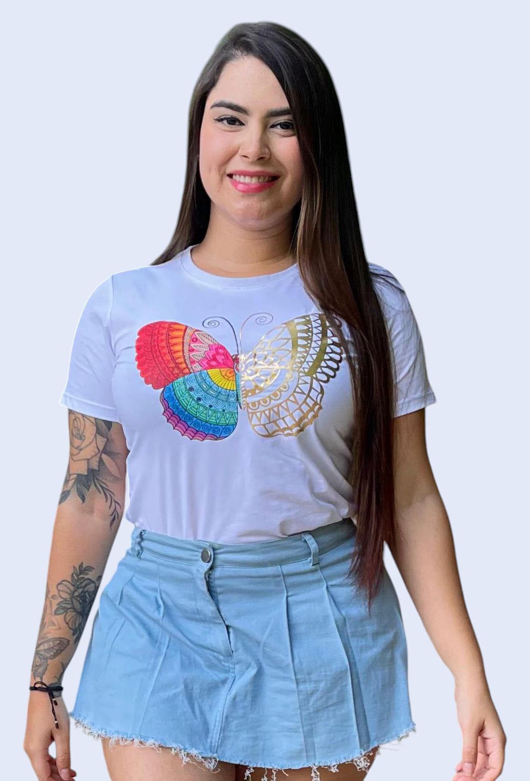 Camiseta Dama Mariposa Dorada Metalizada - Imagen 2