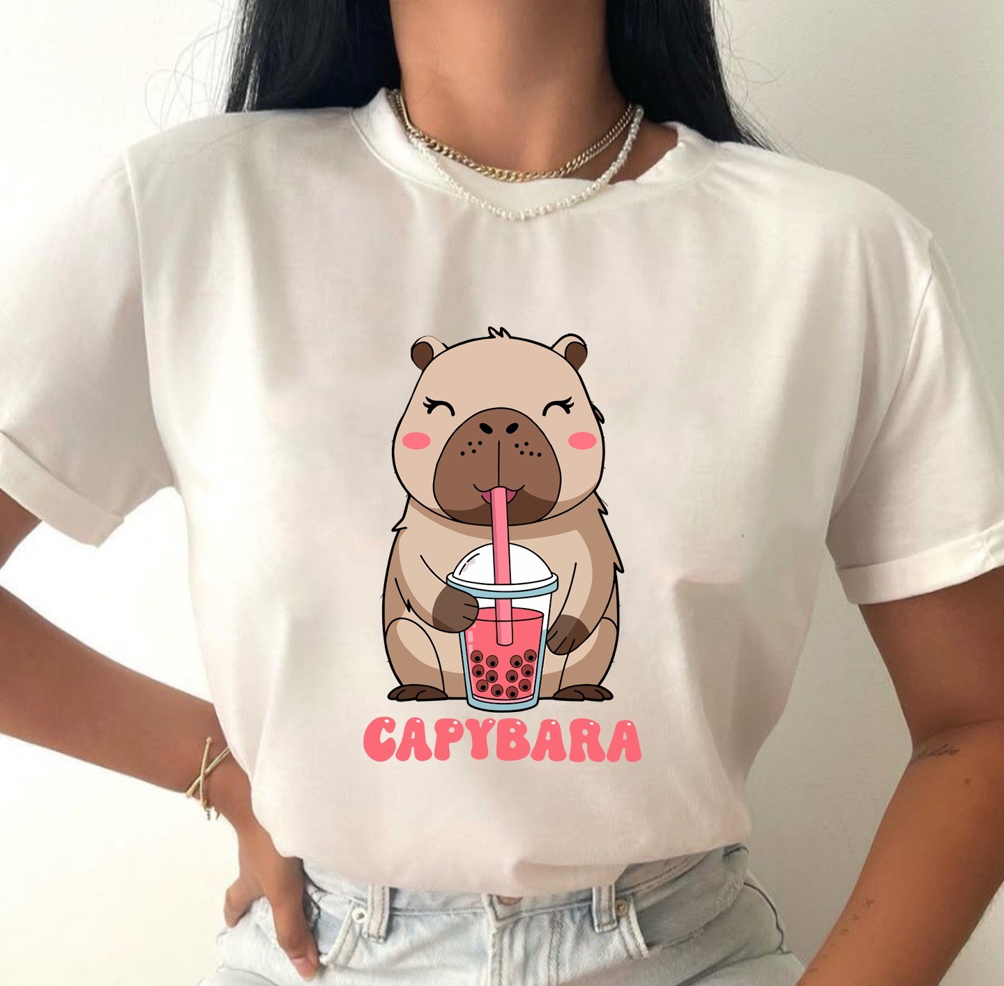 Camiseta Dama Capybara Bubble