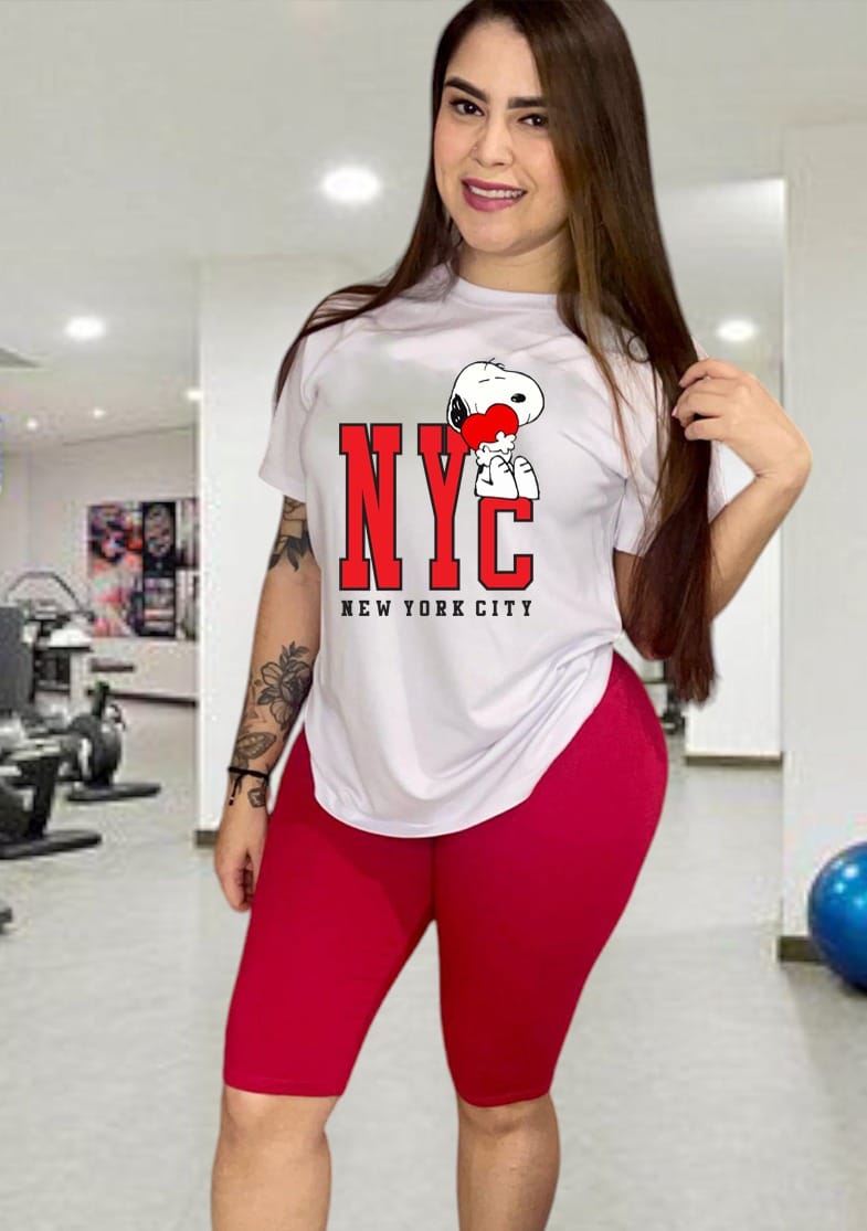 Conjunto Dama Con Licra New York City Snoopy