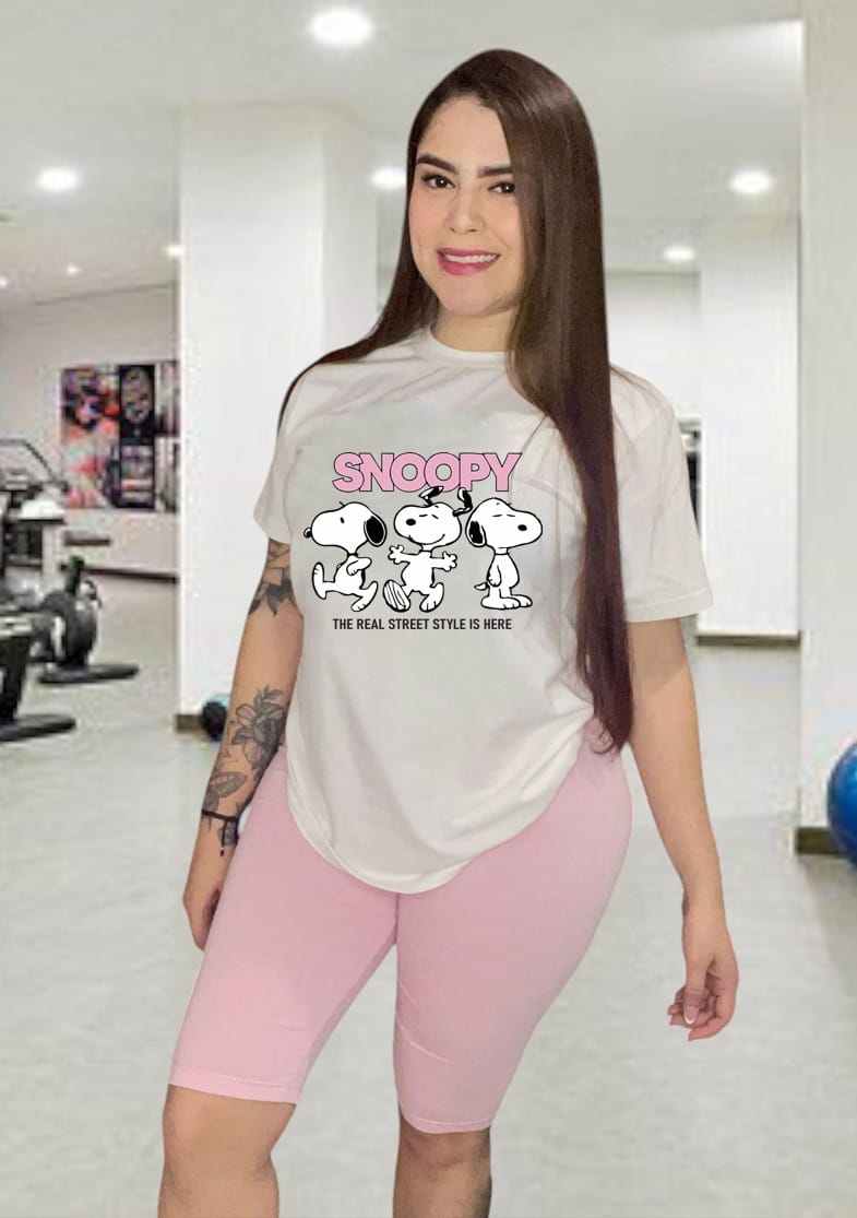 Conjunto Dama Con Licra Snoopy