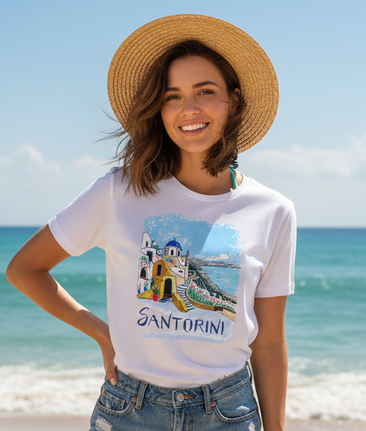 Camiseta Playera Dama Santorini